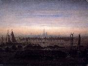 Caspar David Friedrich Greifswald w swietle ksiezyca oil painting reproduction